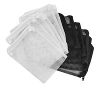 AYWFEY 12 Pcs Aquarium Filter Media Bags, Reusable High Flow Nylon Mesh Media Net Bag with Zipper, for Activated Carbon Resins Filter, Biospheres, Ceramic Rings, Black&White (Nylon, 5.9 x 7.8 Inch)