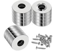AYWFEY 12 Pcs Small Disc Magnets, Heavy Duty Round Base Cup Magnets & M3 Screws, 4x15mm, 20LBS Ring Neodymium Cup Magnet with Countersunk Hole & Steel Capsule