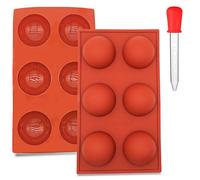 AYWFEY 2 Pack Large 6-Cavity Semi Sphere Silicone Mold, 6 Holes Baking Molds for Hot Chocolate Cocoa Cake Candy Jelly Dome Mousse Pudding Cupcake Handmade Soap Making