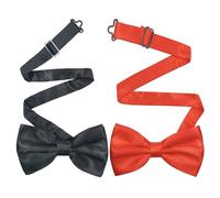 AYWFEY 2 Pcs Men's Solid Color Pre-Tied Bow Ties, Adjustable, Satin Tux Two Layer, Formal Neck Bowtie for Parties, Wedding, Graduation (Black & Red)