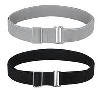 AYWFEY 2 Pcs Women's Invisible Belts, Stretchy Belt Elastic Belt for Women, Adjustable Waist Belt with Flat Buckle, Ladies Belts for Jeans Pants Dresses, Black & Grey