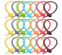 AYWFEY 21 Pcs Colorful Silicone Cable Ties, 8.26 Inch Reusable Zip Ties for Cord&Cable, Multi Purpose Rubber Ties, Twist Bread Ties, Cable Strap Cord Organizer, Household Snake Straps