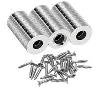 AYWFEY 24 Pcs Strong Disc Magnets, Small Magnets & M3 Screws, 3x10 mm, 15LBS Round Base Cup Magnetic-Iron with Countersunk Hole for Kitchen Cabinet, Tool Storage, Office and Crafts