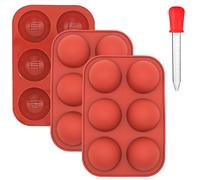 AYWFEY 3 Pack 6 Holes Semi Sphere Silicone Mold, 6-Cavity Half Sphere Baking Molds for Hot Chocolate Cocoa Cake Jelly Candy Dome Mousse Pudding Cupcake Handmade Soap Making