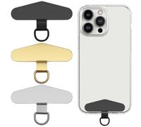 AYWFEY 3 Pcs Universal Phone Tether Tab, Metal Cell Phone Tether Patch, Phone Lanyard Patch Replacement, for Most Cell Phones (Black, Silver, Gold)