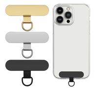 AYWFEY 3 Pcs Universal Phone Tether Tab, Metal Cellphone Tether Patches, Crossbody Phone Lanyard Patch Replacement, Phone Strap Connector Clip for Most Cell Phones(Black, Silver, Gold)