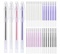 AYWFEY 4 Pcs Heat Erasable Pens for Sewing with 28 Refills, Fabric Marking Pens, Disappearing Ink Marking Pen, Heat Erasable Pens for Tailors Sewing and Quilting Dressmaking, 4 Colors