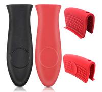 AYWFEY 4 Pieces Silicone Hot Handle Pot Holder and Assist Handle Holder Cast Iron Skillet Handle Cover Skillets Handles Grip Sleeve for Cast Iron Pot Woks Frying Pans Griddles Skillets Oven Cookware