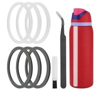 AYWFEY 6Pcs Replacement Rubber Lid Sealing Rings + Cleaning Brush + Elbow Tweezers,Replacement Gasket, Lid Gasket Replacement Bottle Accessories Compatible with Owala Water Bottle, White&Gray