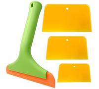 AYWFEY Window Squeegee + 3 Pcs Body Filler Spreaders 4/5/6 Inch, Shower Squeegees, Window Cleaning Squeegee with No-Slip Long Handle Car for Windshield Mirror Glass Door Bathroom, 15cm(Green+orange)