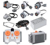 AYWHP 11 Piece Power Functions Toy Motor Set, Servo Motor Power Function Set with M/L/XL/Servo/Train Motor, Battery Box, Remote Control, Receiver, Circuit Breaker Control, Lighting Module, Extender