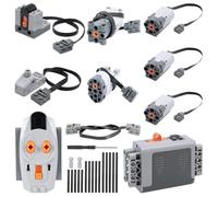 AYWHP 25 Pieces Power Functions Toy Motor Set, Servo Motor Power Function Set with M/L/Servo Motor, Battery Box, Circuit Breaker Control, Lighting Module, Extension Cable, Axle Components