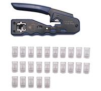 Aywndgdj Ethernet RJ45 Pass Through Crimping Tool Bundle with CAT6 RJ45 Pass Through Ethernet 50U Modular Plug 25 Pack