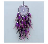 AYWTIUN Dream Catchers Dream Catcher Colorful Feather Woven Atmosphere Decoration Living Room Wall Ornaments Bedroom Home Net Decorations for Bedroom Deco(Black purple)