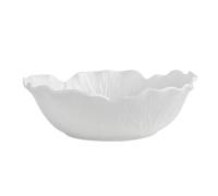 AYWTIUN Fruit Bowl Flower Ceramic Bowl Pure White Creative Cabbage Relief Tableware Fruit and Vegetable Salad Basket for Fruit, Vegetables, Bread, Snacks(9 inch-Bowl)