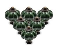 AYWTIUN Kitchen Cabinet Pulls 6PCS Polished Metal & Dark Green Ceramic Knobs Secure Cabinet Pulls