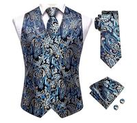 AYWTIUN Men Vest Slim Fit Cufflinks Sets Male Sleeveless V-Neck Waistcoat Party Tie for clothes(MJ-0043,3XL)