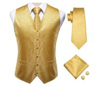 AYWTIUN Men Vest Slim Fit Cufflinks Sets Male Sleeveless V-Neck Waistcoat Party Tie for clothes(MJ-0009,L)