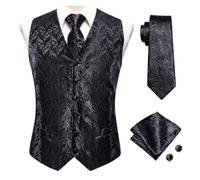 AYWTIUN Men Vest Slim Fit Cufflinks Sets Male Sleeveless V-Neck Waistcoat Party Tie for clothes(MJ-0041,L)
