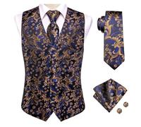 AYWTIUN Men Vest Slim Fit Cufflinks Sets Male Sleeveless V-Neck Waistcoat Party Tie for clothes(MJ-3006,S)