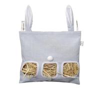 AYWTIUN Rabbit Hay Feeder 2/3 Holes Hanging Hay Bag Canvas Large Capacity Small Animal Feeder Rabbit Ears Food Dispensers Bunny Guinea Pigs(3-holes grey)