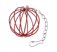 AYWTIUN Rabbit Hay Feeder Pet Rabbit Hay Manger Food Feeder Small Metal Hamster Hanging Grass Ball Rack Long Chain Round Feeding Balls(Red)
