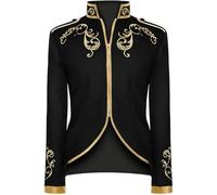 AYWTIUN Vintage Costume Men Men's Vintage Jacket Coat Embroidery Zip Up Stand Collar Prince King Cosplay Costume Blazera Coats(Black,XL)