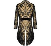AYWTIUN Vintage Costume Men Steampunk Tailcoat Costumes For Men, Jackets Warlock Coat Printing(Noble Gold,3XL)