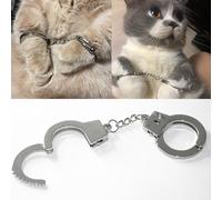 AYWVRBST Cat Toy Handcuffs, Funny Cat Handcuffs, Photography Props,Key Buckle,Stainless Steel Pet Toy Handcuffs, Mini Pet Handcuff, Suitable for Most Pets(S)