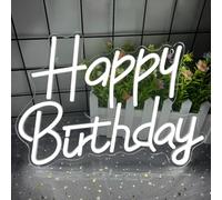 AYwYyjCh Happy Birthday Neon Sign, LED USB Powered, Wall Decor, 11.8" x 15.7", Acrylic, Rectangular, Glam Style