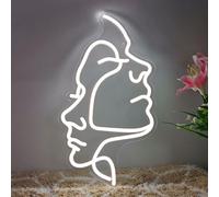 AYwYyjCh Neon Sign for Wall Decor Artistic Human Face, Neon Light Sign for Bedroom LED Light Up Sign Dimmable Animal Wall Hanging Aesthetic Birthday Gift for Kids Boys Girls 15.7" × 9"