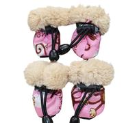 AYXAMO Dog Shoes 4pcs/set Waterproof Winter Pet Dog Shoes Anti-slip Rain Snow Boots Footwear Thick Warm Fit use for Small Cats Puppy Dogs Socks Booties(Pink,5)