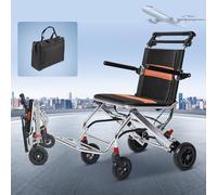 AYXRMX Lightweight Folding Wheelchair with Hand Brake, Aircraft Travel-Friendly Aluminium Alloy Transport Chair for Adults and Elderly, Compact Design with Travel Bag, Supports 220Lbs