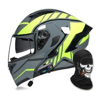 AYXRMX Lightweight Ventilated Motorcycle Helmet with Flip-Up Full Face Protection & Dual Visors - Bluetooth-Enabled Modular Design for Adults, DOT/ECE Approved