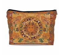 Ayxvt Tarot Evil Eye Sunflower Hippie Snake Vintage Flowers Floral Cosmetic Bag Decorative Women's Makeup Bag Zipper Pouch Travel Toiletry,Gifts for Tarot Lovers Women Teen Girls, Boho sun (Corduroy)