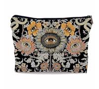 Ayxvt Tarot Evil Eye Sunflower Hippie Snake Vintage Flowers Floral Cosmetic Bag Decorative Women's Makeup Bag Zipper Pouch Travel Toiletry,Gifts for Tarot Lovers Women Teen Girls, Evil Eyes (Corduroy)