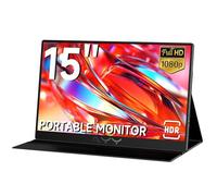 AYY Portable Monitor for Laptop 15 Inch, FHD 1080P USB-C HDMI Travel Monitor, Screen for Computer, Second Display HDR IPS Gaming Extender for PC MAC Phone PS4/5 Xbox Switch, Built-in Speakers
