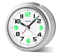 Ayybboo Alarm Clock Bedside,Silent Non-Ticking Analogue Desk Clocks with Night Light Snooze,3.27'' Battery Powered Table Clock for Bedroom,Office,Travel,Heavy Sleeper
