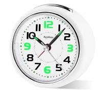 Ayybboo Alarm Clock Bedside,Silent Non-Ticking Analogue Desk Clocks with Night Light Snooze,3.27'' Battery Powered Table Clock for Bedroom,Office,Travel,Heavy Sleeper