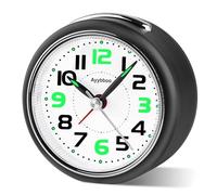 Ayybboo Alarm Clock Bedside,Silent Non-Ticking Analogue Desk Clocks with Night Light Snooze,3.27'' Battery Powered Table Clock for Bedroom,Office,Travel,Heavy Sleeper