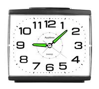 Ayybboo Alarm Clock Bedside Silent Non Ticking,Large Display Analogue Clock with Night Light,Battery Powered,Easy Read,Crescendo Loud Alarm for Elderly,Heavy Sleepers (Black)
