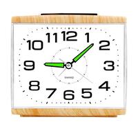 Ayybboo Alarm Clock Bedside Silent Non Ticking,Large Display Analogue Clock with Night Light,Battery Powered,Easy Read,Crescendo Loud Alarm for Elderly,Heavy Sleepers (Wood grain)