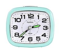 Ayybboo Alarm Clocks Bedside Battery Powered Analogue Non Ticking Silent with Nightlight Snooze Loud Alarm Bedside Bedroom Clock Large Size (Green)