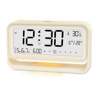 Ayybboo Digital Alarm Clock Bedside,LED 7 Color Wake Up Light Clock,Children's Sleep Trainer for Girls Boys,Back to School/Birthday Present (off white)