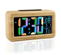 Ayybboo Digital Alarm Clock Bedside,LED 7 Color Wake Up Light Clock,Children's Sleep Trainer for Girls Boys,Back to School/Birthday Present (Bamboo purple)
