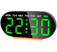 Ayybboo Digital Alarm Clocks Bedside,Digital Clock with 7,09" Large LED Display for Bedrooms,3 Level Brightness,Night Light,Snooze,USB Port,Backup Battery,Desk Clock for Kids Adults Elderly (Green)
