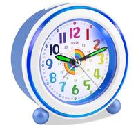 Ayybboo Kids Alarm Clock Bedside Girls Boys,Silent Non-Ticking Battery Powered Analogue Clocks with Night Light and Snooze,Colorful Design to Help Children Learning Time