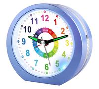 Ayybboo Kids Alarm Clocks Bedside Analogue No Ticking Silent Battery Powered with Nightlight Snooze Function Colorful Face for Learning Time