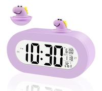 Ayybboo Kids Digital Alarm Clock for Boys Girls with Snooze Function,Automatic Backlight at Night,Children's Dinosaur Bedside Clock for Beginners to School (PURPLE)