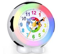 Ayybboo Kids Silent Alarm Clock,Children Football Bedside Analogue Clock with Night Light Snooze,Battery-Powered Non-Ticking Design for Boys Girls Beginners Learning Time